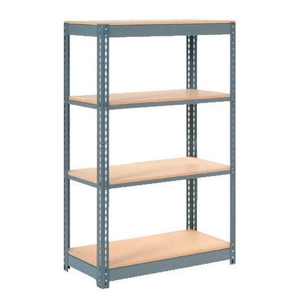 Heavy Duty Shelving 48W x 24D x 60H With 4 Shelves, Wood Deck, Gray
